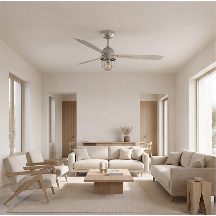 Forlight Ventilador IP20 Mariner E27 15W Níquel satinado Níquel satinado