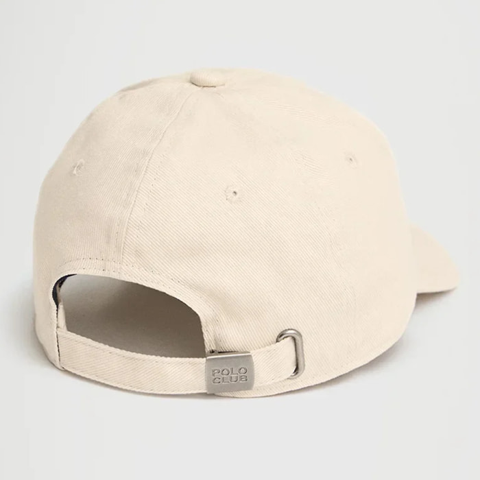 Gorra beige de seis paneles con logo Polo Club