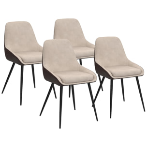 Chaises Ornella bi-matière taupe et marron pieds métal noirs - lot de 4