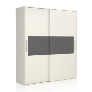 Armario 2 puertas correderas Uniq 180 Blanco - Grafito