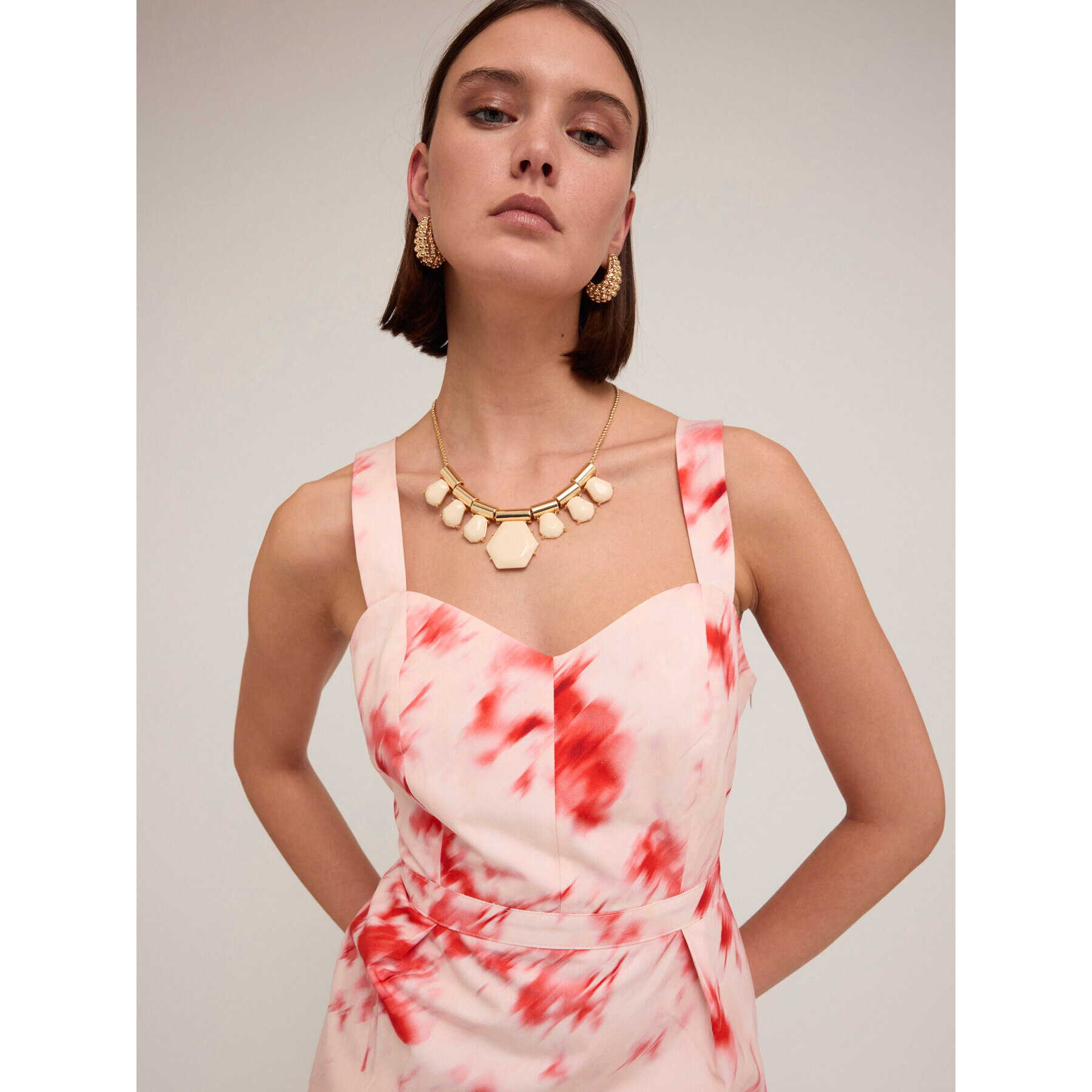 Motivi - Vestito bustier fantasia chinè - Rosso