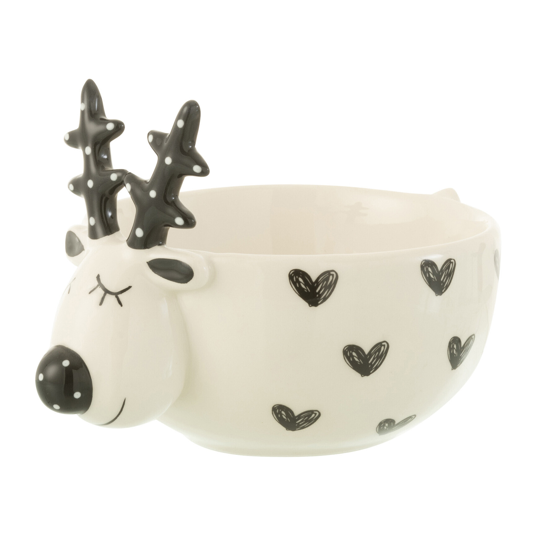 J-Line bol Elan Coeur Dolomite - porcelaine - blanc/noir