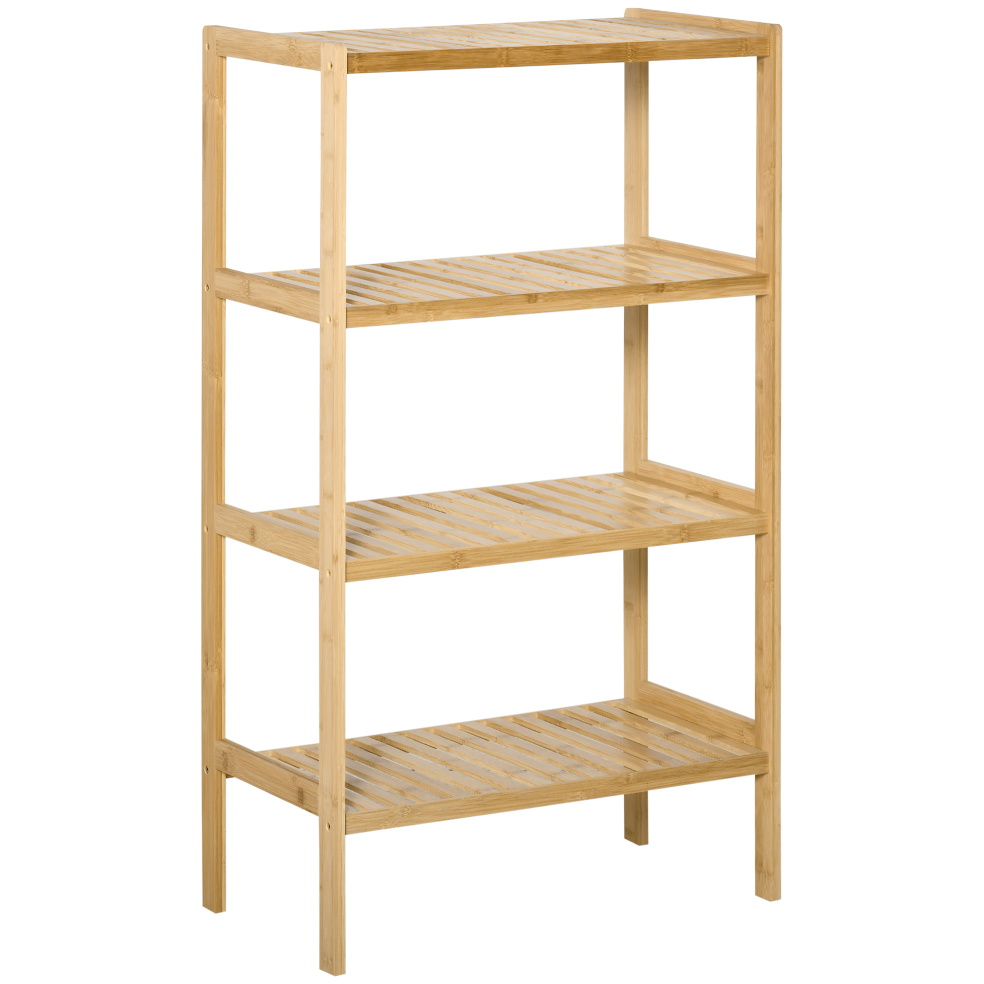 Estantería de Bambú de 4 Niveles Mueble Organizador Multifuncional para Baño Cocina Salón con Dispositivo Antivuelco 62x33x112 cm Natural