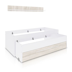 Cama doble juvenil con estante Nuit Blanco Artik (Blanco Mate) – Blanco Velho