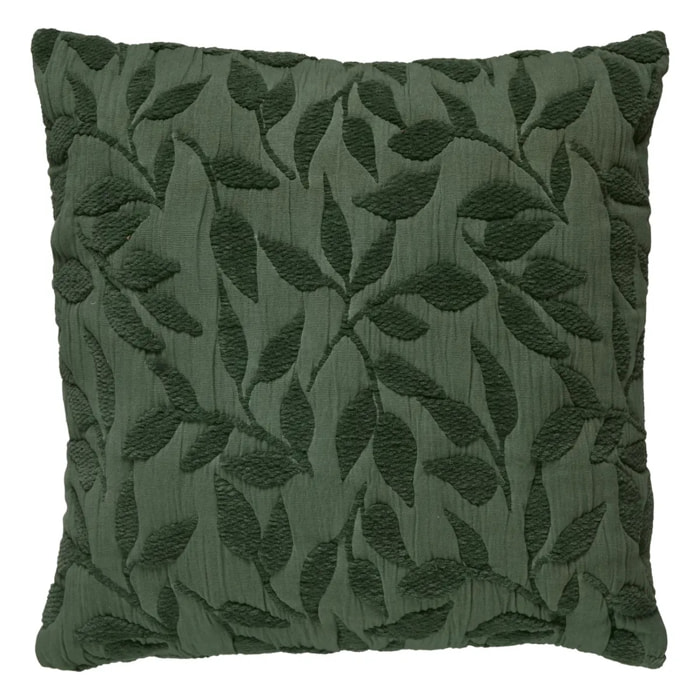 Coussin motif jacquard "Lehto" coton vert tilleul 50x50cm