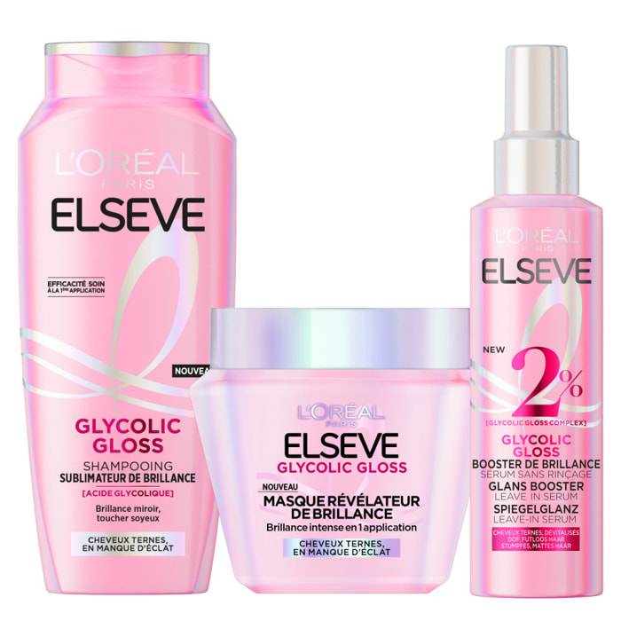L'Oréal Paris Elseve Glycolic Gloss Routine Soin Cheveux Brillants