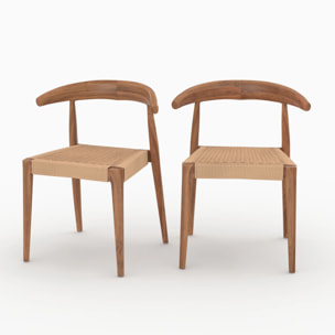 Lot de 2 chaises en bois de teck et cordage type loom - Alia