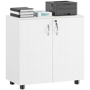 Armoire de bureau verrouillable 2 portes étagère effet bois blanc