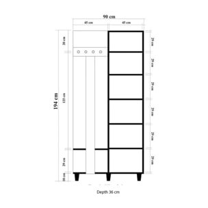 Mobile da ingresso Dgaldiol, Entratina appendiabiti, Composizione per atrio, Consolle portaoggetti multifunzione, 90x36h194 cm, Quercia