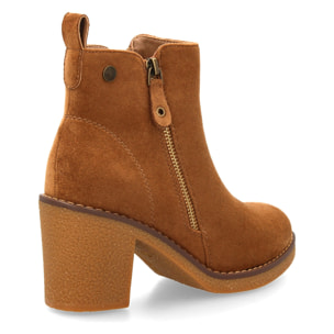 Botín negro tacón ancho con cremallera