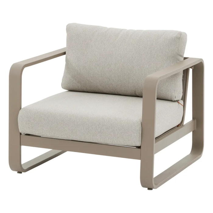 Fauteuil de salon de jardin "Domilly" café aluminium et oléfine