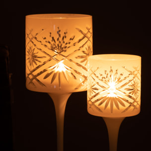 J-Line photophore sur Pied Santorini - verre - blanc - large