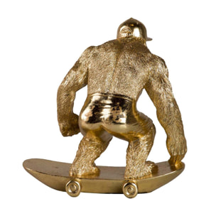 Figura Kingkong Skate Resina Dorada 21x15x21 Cm