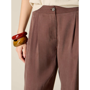 Oltre - Pantalones palazzo de lyocell - Marrón