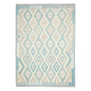 Tapis kilim, motif géométrique authentique, tissé à plat, ZULA