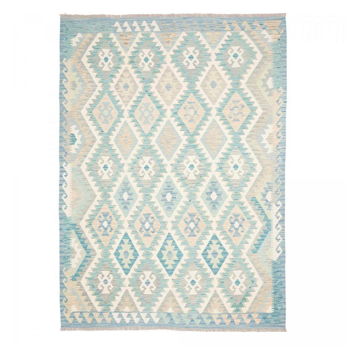 Tapis kilim, motif géométrique authentique, tissé à plat, ZULA