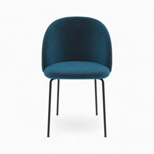 Pack 4 chaises en velours jaune moutarde et bleu foncé - Karl