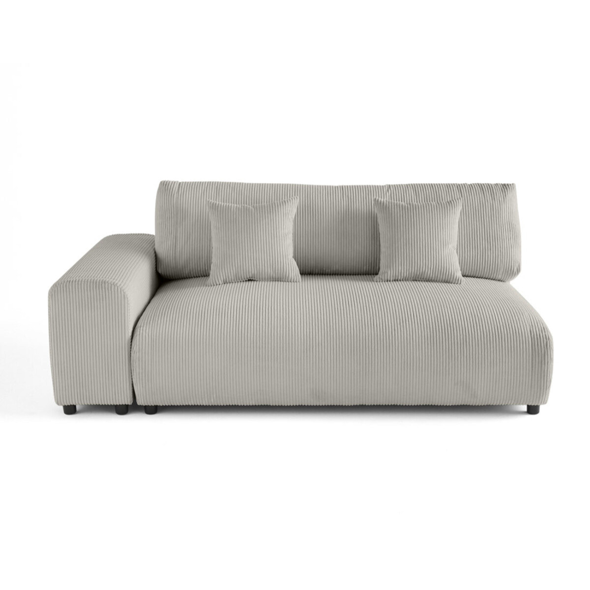 Garance - module d'assise 3 places avec accoudoir gauche - en velours côtelé - Gris clair