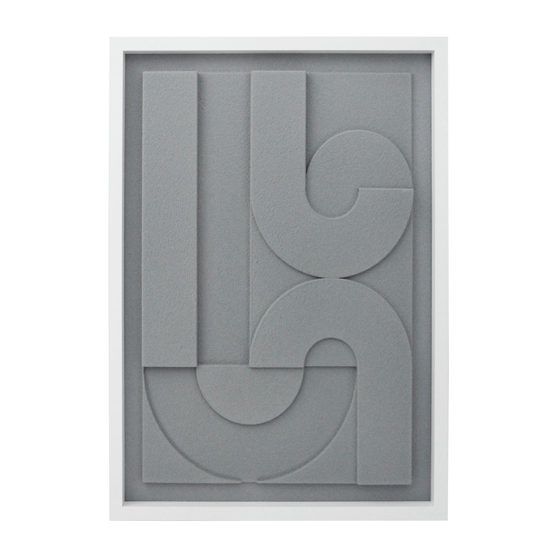 Cuadro Curves resina 3D texturizado gris 70x50x4 cm