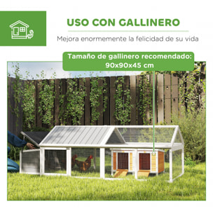 Gallinero para Exterior 240x112,5x76 cm Gallinero de Madera con Techo Abatible Corral Puertas con Cerradura y Nido para Gallinas Conejos Patos Blanco y Gris