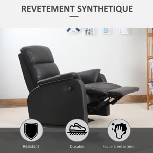 Fauteuil de relaxation inclinable avec repose-pied ajustable revêtement synthétique brun foncé