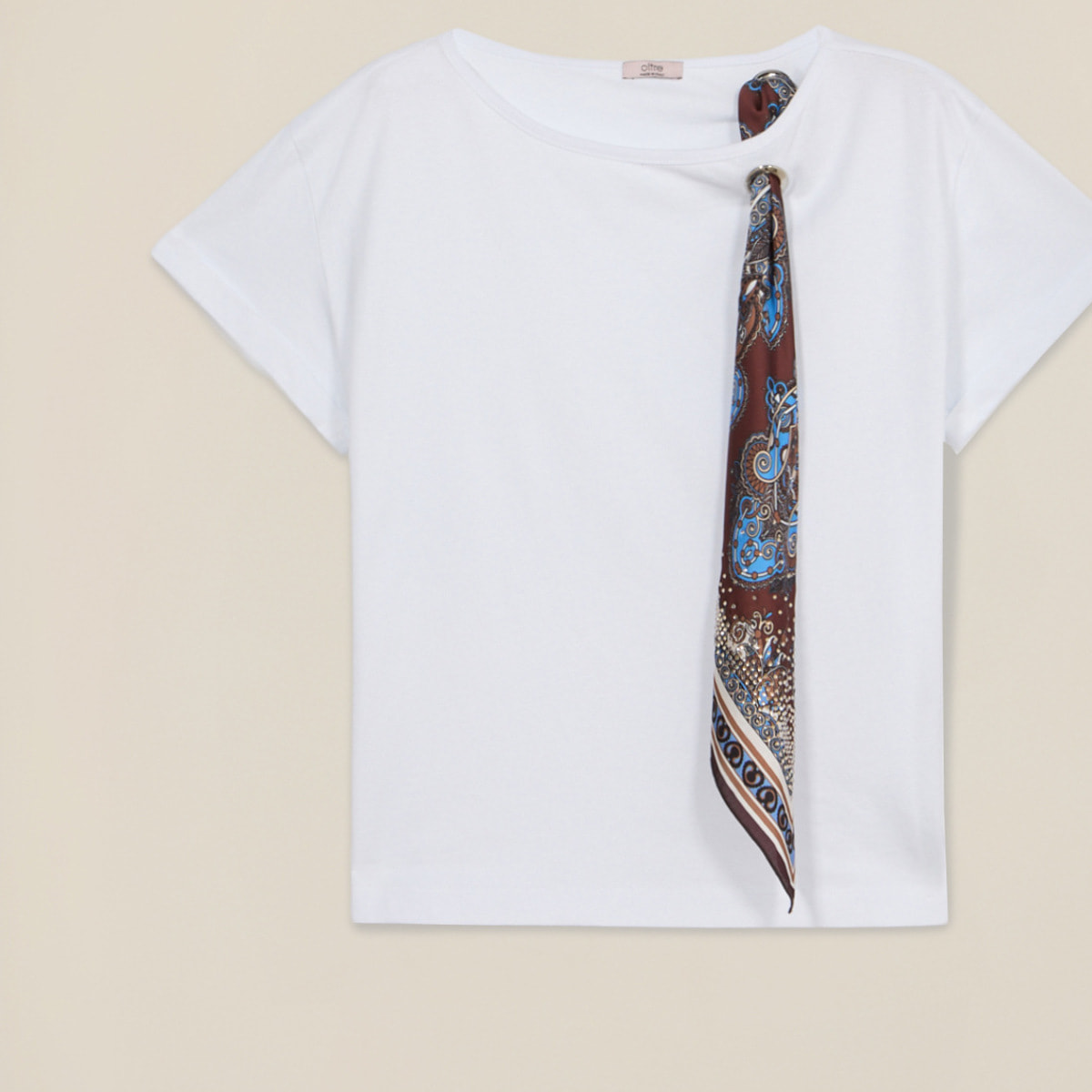 Oltre - Camiseta con pañuelo decorativo - Blanco