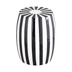 Table d'appoint, bout de canapé, table de chevet acier émaillé, rayures bicolores Ø35 x H 46cm MIZZY