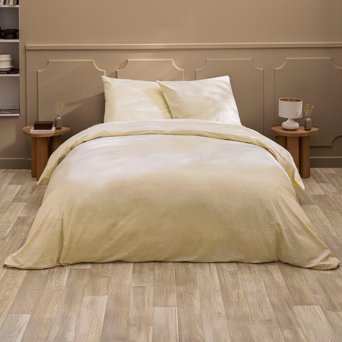 Parure de lit 3 pièces en poly-lin housse + taies - Naturel