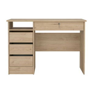 Scrivania Franklin, Scrittoio multiuso, Tavolo per ufficio porta PC, Piano di lavoro, 109x49 h76 cm, Rovere