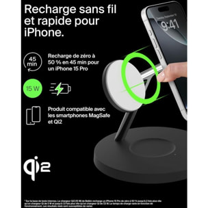 Chargeur induction BELKIN 15W Boost Charge Pro 3en1 Qi2 Noir