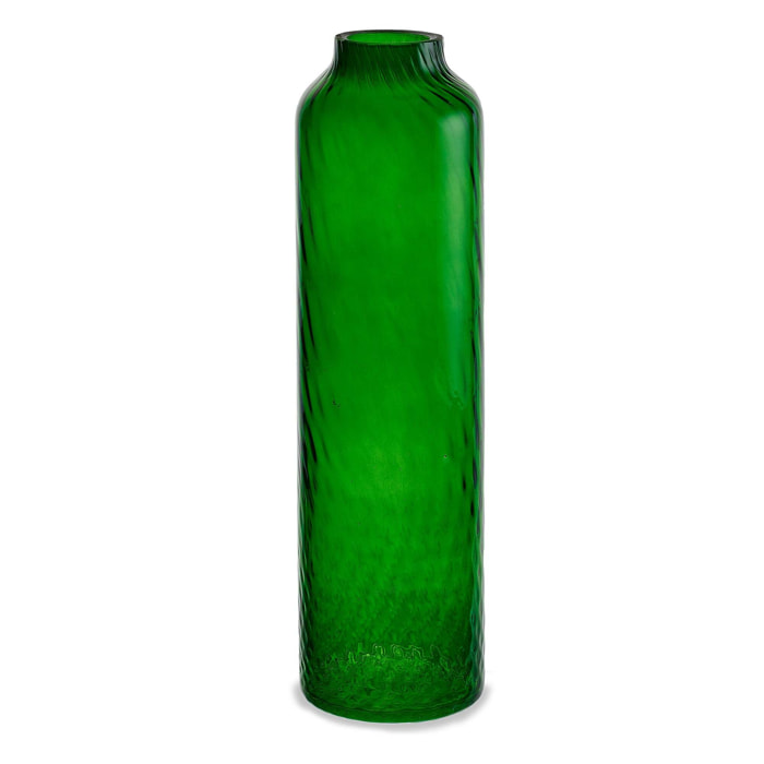 Vaso artigianale BOTTIGLIA in vetro di Murano verde smeraldo 42 cm