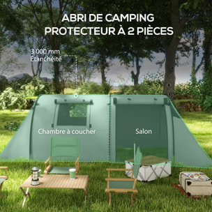Tente de camping 3-4 pers. étanchéité 3000 mm chambre salon sac gris