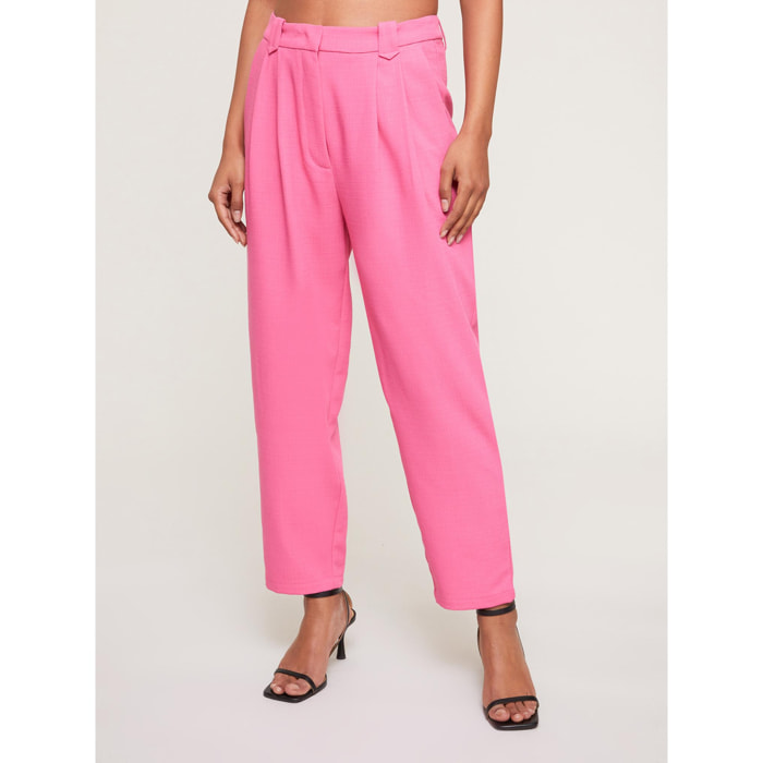 Motivi - Pantalones con pinzas de tela - Fuchsia