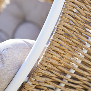 Fauteuil œuf suspendu "Orbiana" taupe en acier traité en epoxy