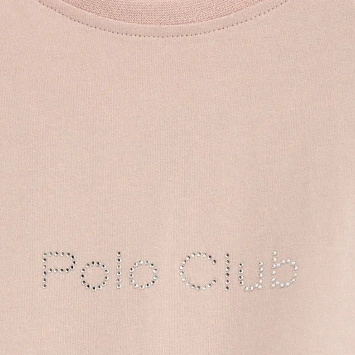 Maglietta cipria a maniche corte e fit dritto con brillantini Polo Club