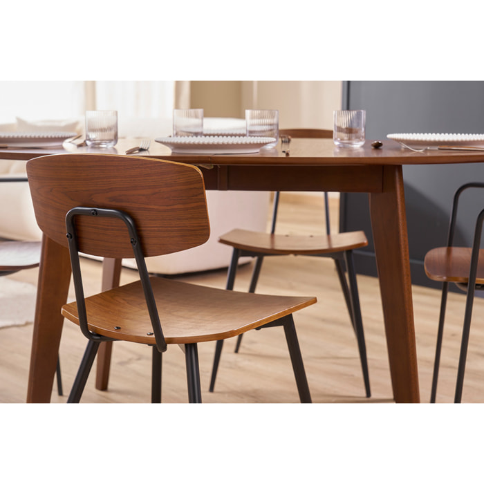 Chaises vintage en bois foncé noyer et métal noir (lot de 2) JOLINE