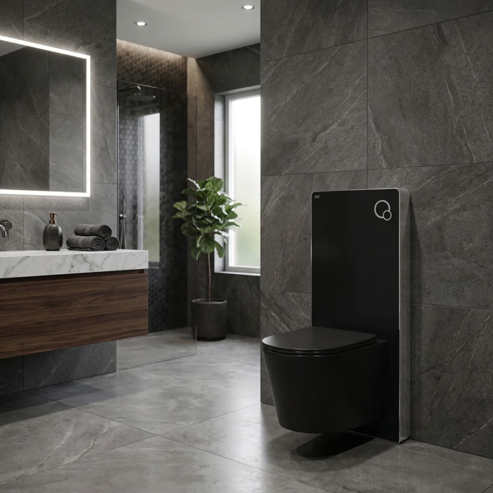 Glass pack WC bâti-support avec plaque de commande + WC suspendu Ceramia sans bride avec abattant SoftClose (STGLBCE14BMT01-FR)