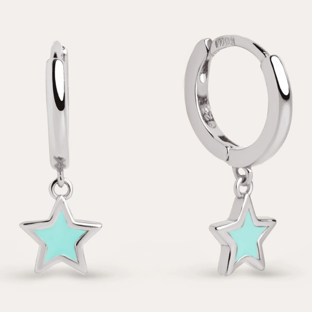 Pendientes Aro Star Sky Enamel Plata