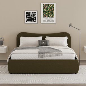 MILANO Lit coffre 160x200cm design arrondi velours côtelé vert