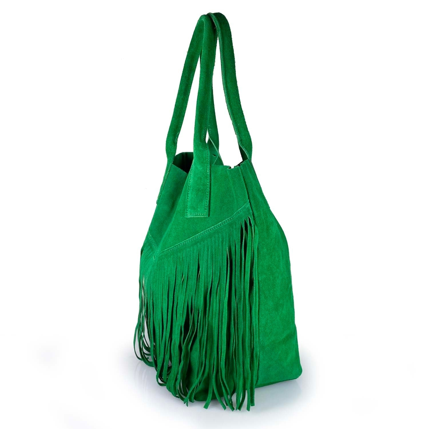 Borse Donna colore Verde-in pelle Made in Italy 36x45x19cm