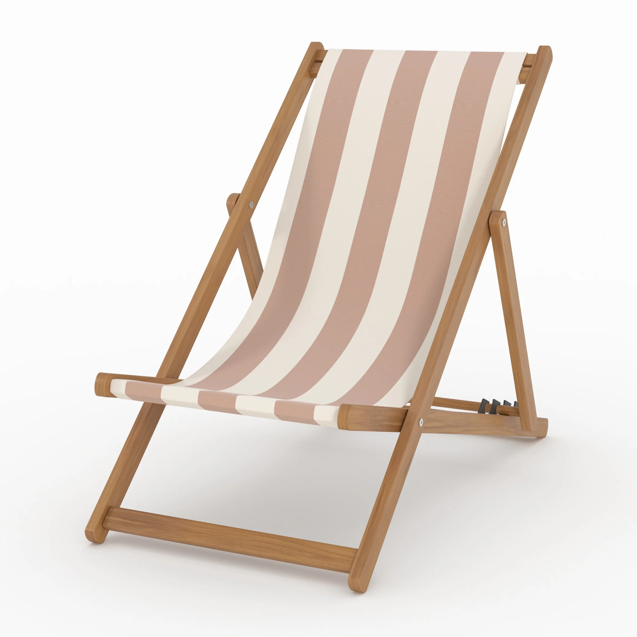 Lot de 2 chiliennes de jardin en acacia et tissu rayé écru et taupe - Bohol