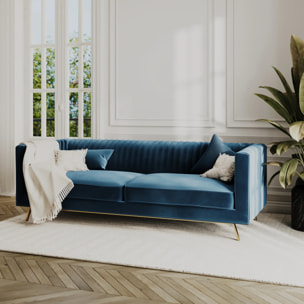 Ensemble canapés en velours bleu 5 places - Gatsby