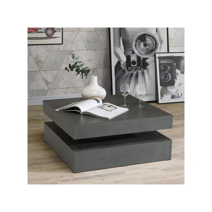 Table basse carré avec plateau rotatif gris - SWITCH