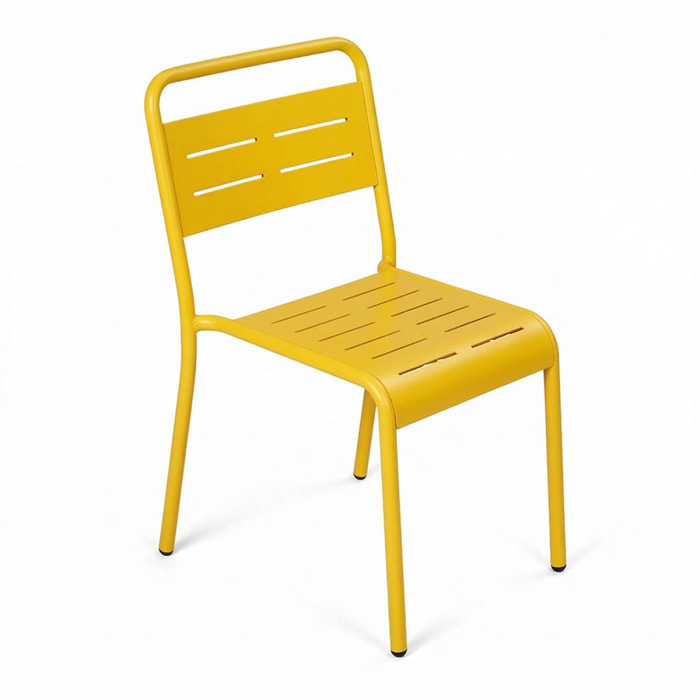 Ensemble de 4 chaises de jardin empilables jaunes EVORA