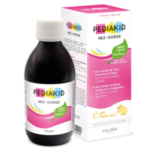 PEDIAKID - Sirop Nez-Gorge - Complément Alimentaire Naturel - Formule Exclusive au Sirop d'Agave - Confort Respiratoires - Arôme Naturel Miel-Citron