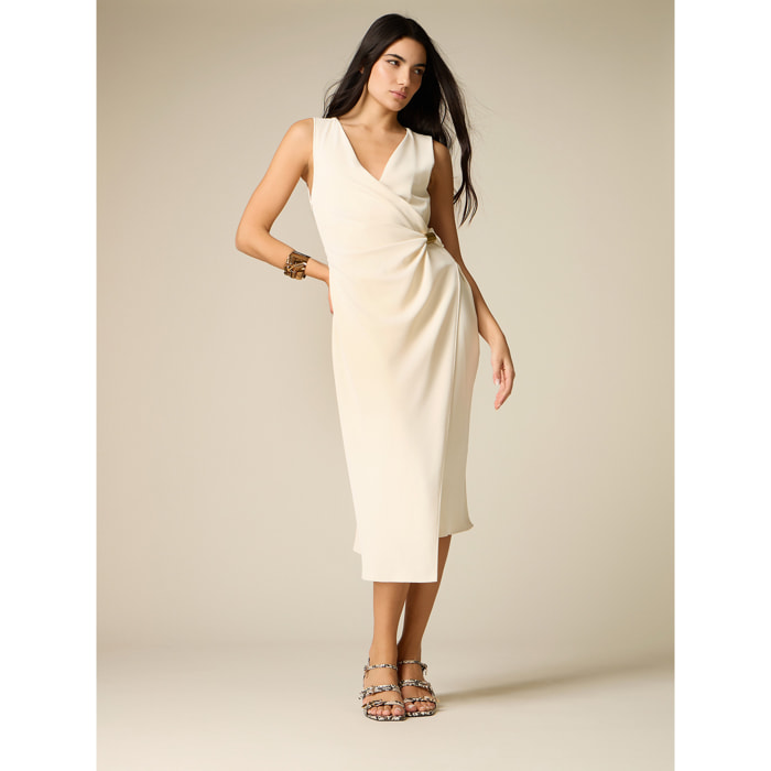 Oltre - Vestito midi a portafoglio - Bianco