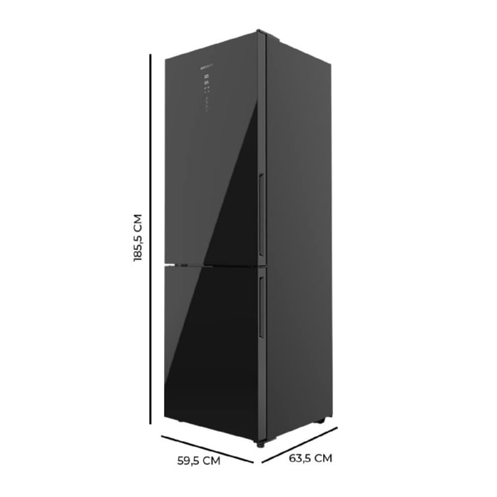 Frigorífico Combi 2 Puertas de Cristal Bolero CoolMarket Combi 322 Glass Black D