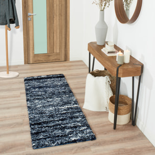 Oslo - tapis salon à poils longs abstrait bleu