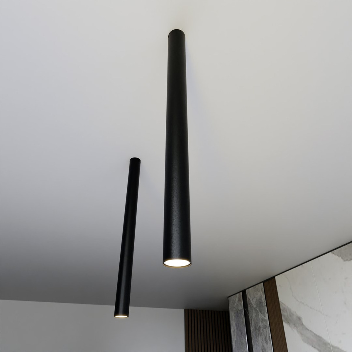 Lampada a sospensione Tecno in acciaio nero opaco