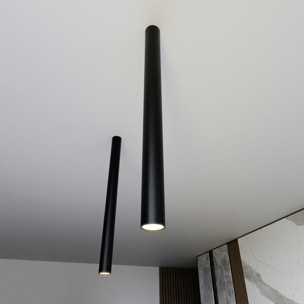 Lampada a sospensione Tecno in acciaio nero opaco